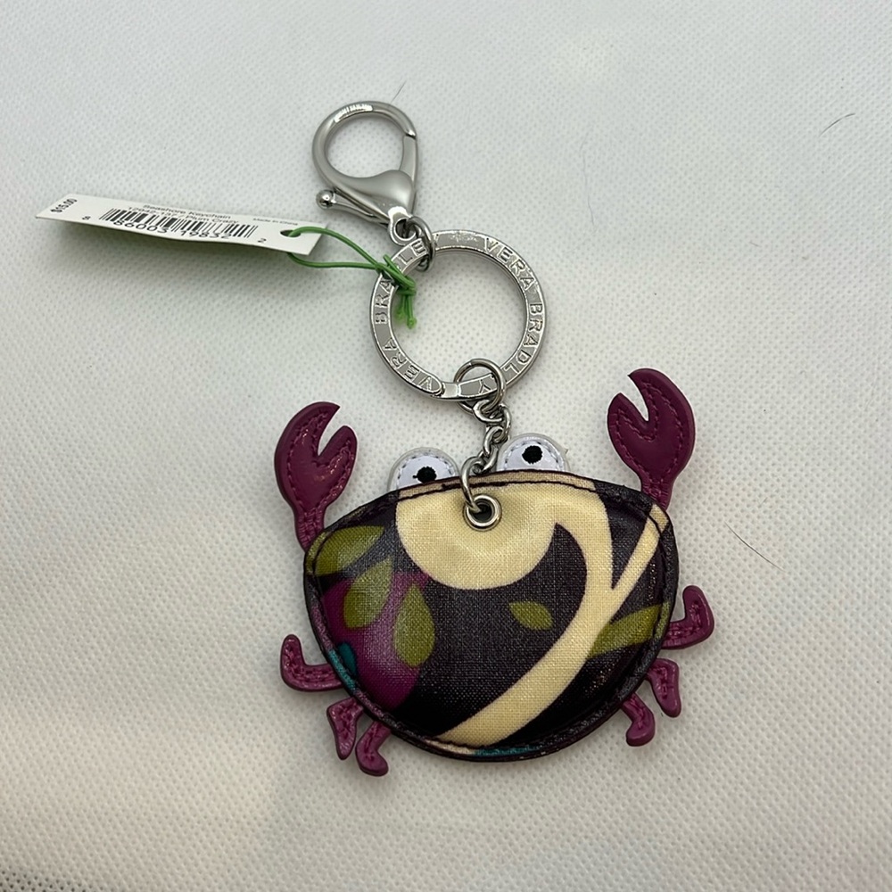 VERA BRADLEY Crab Keychain/Purse Charm Plum Crazy - Seashore Keychain